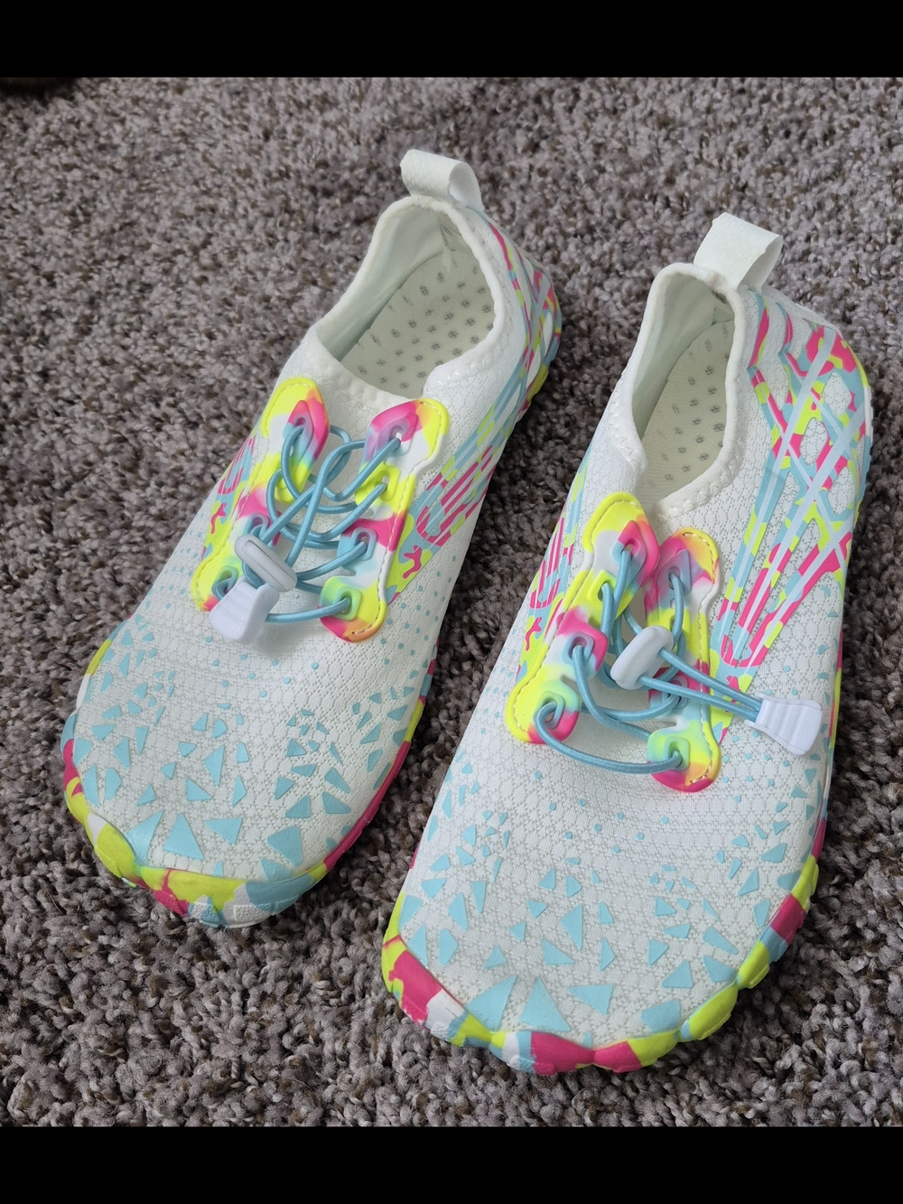 Lightweight Slip-On Sneakers in White with Neon Accents Water/walking/Hiking